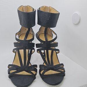 Nine West 3 1/2 Black Strappy Heels